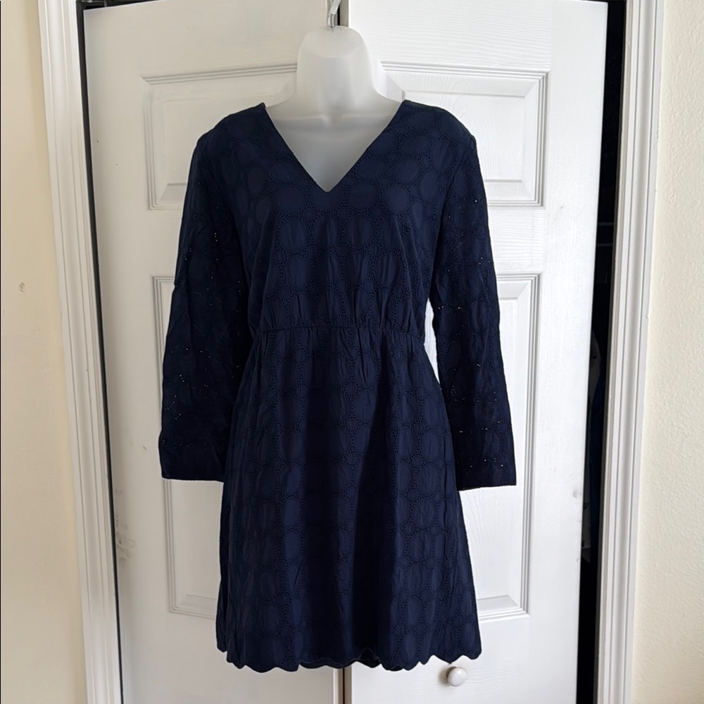 Chic Long Sleeve Dress in Navy Blue with Timeless Design
